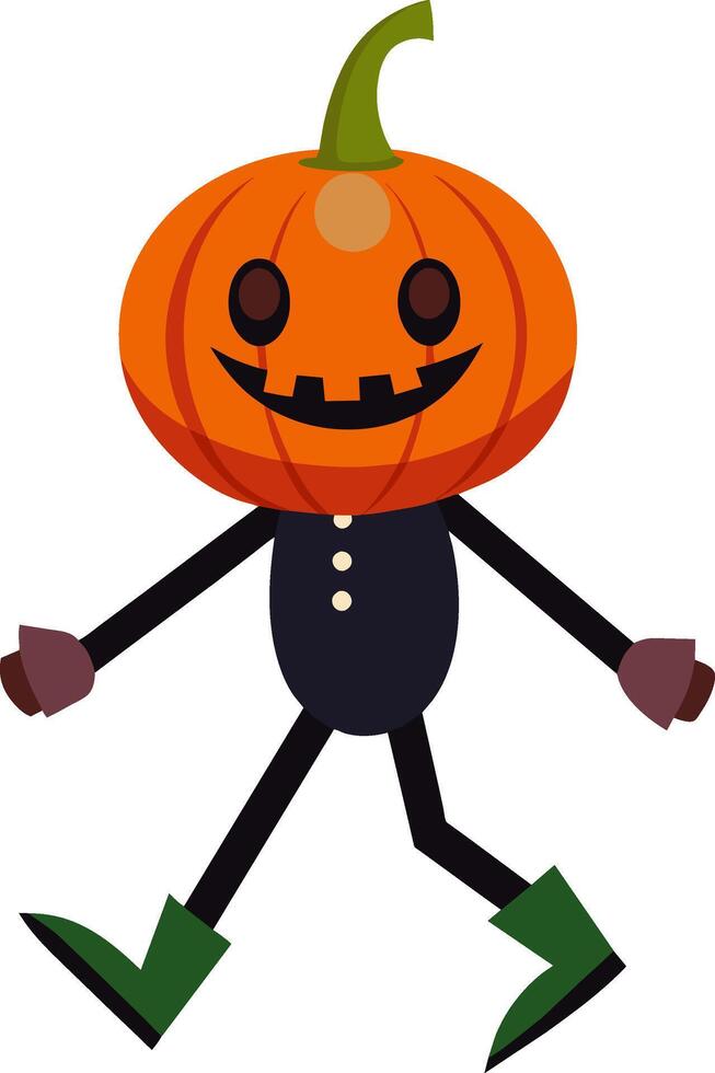 Halloween pumpkin walking vector