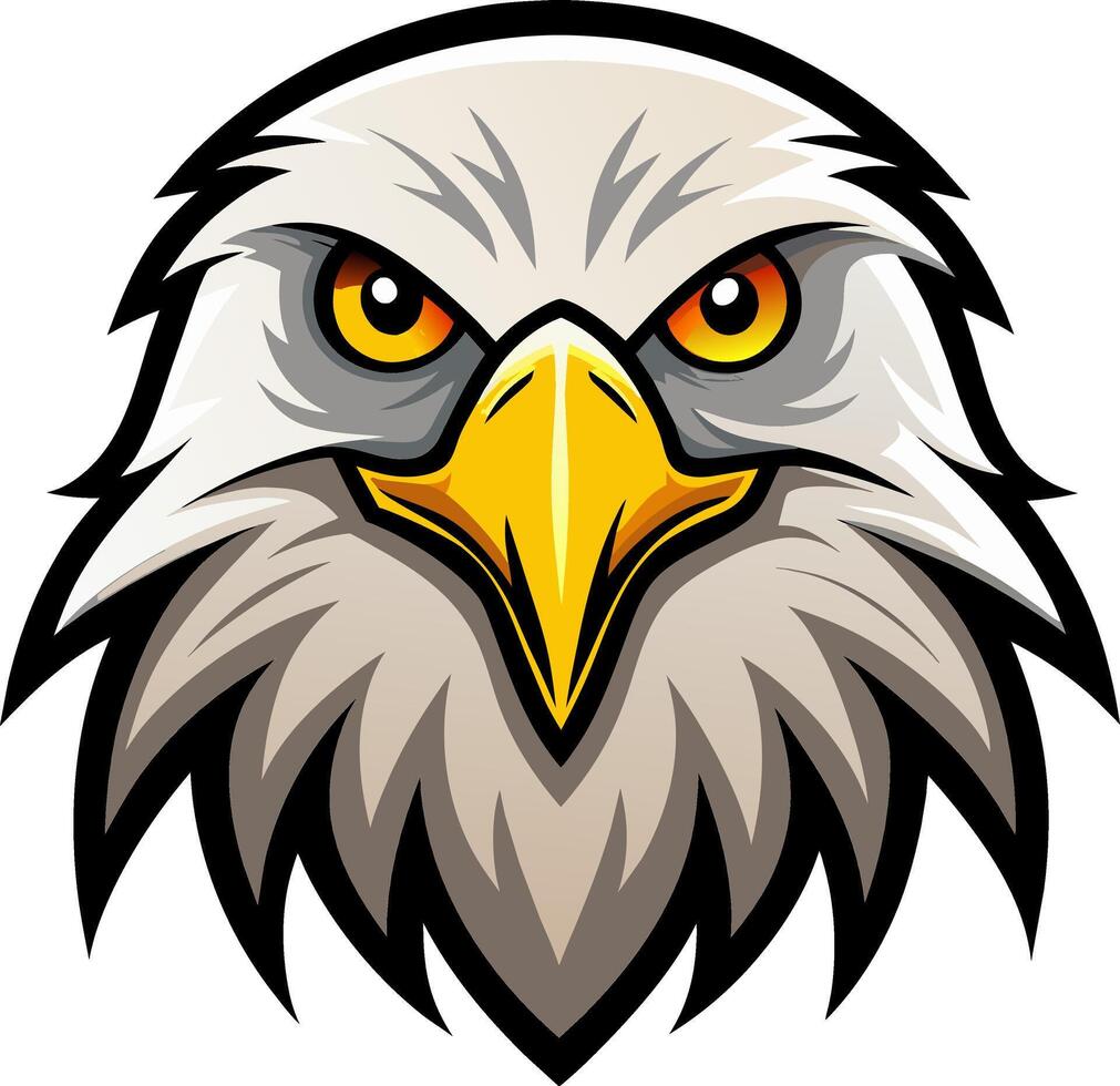 An eagle head with yellow eyes and a big beak vector