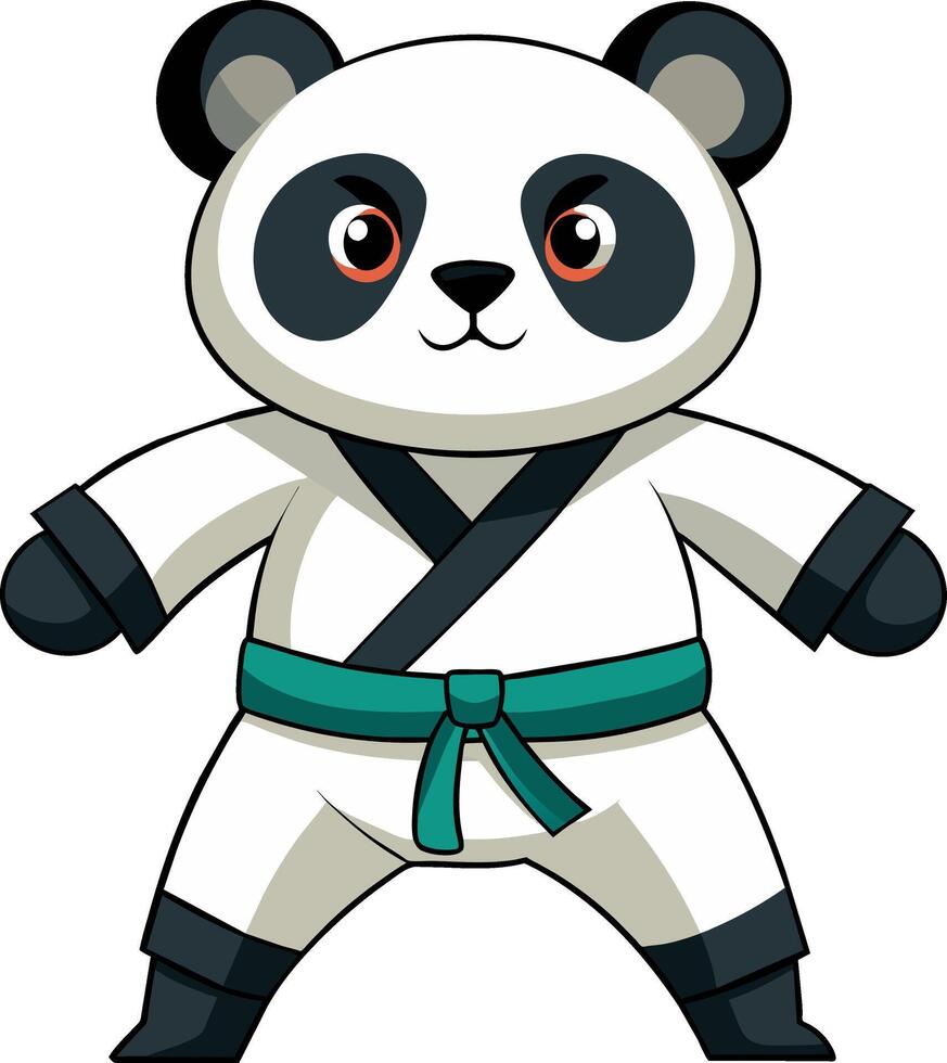 A cartoon panda bear in karate gear vector