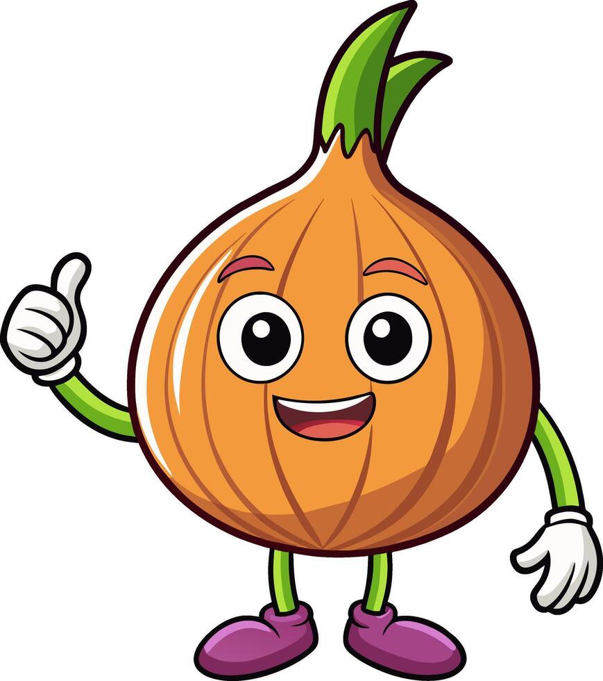 An onion character giving a thumbs up vector