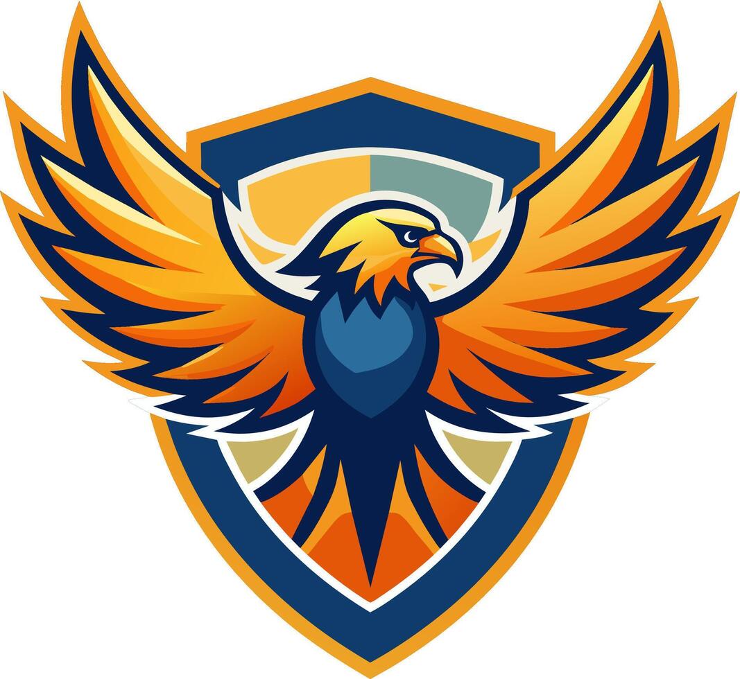 An eagle with wings on the shield vector