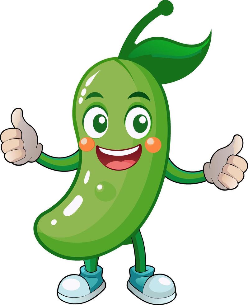 A cartoon green pepper character giving thumbs up vector