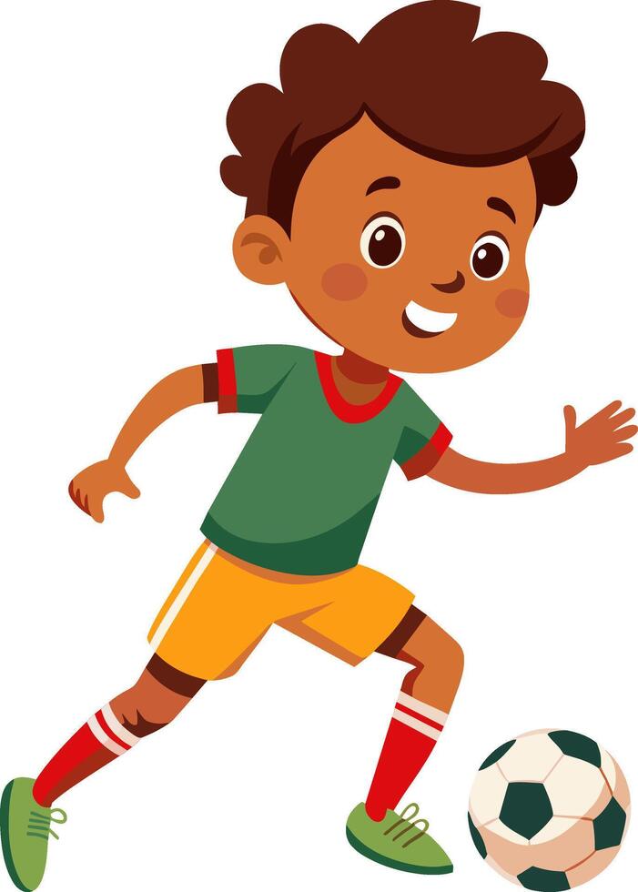 A boy playing soccer vector