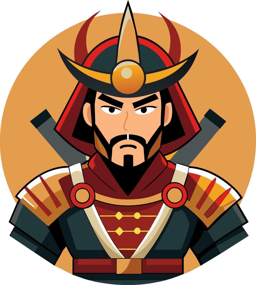 Samurai Illustration logo red knight vector