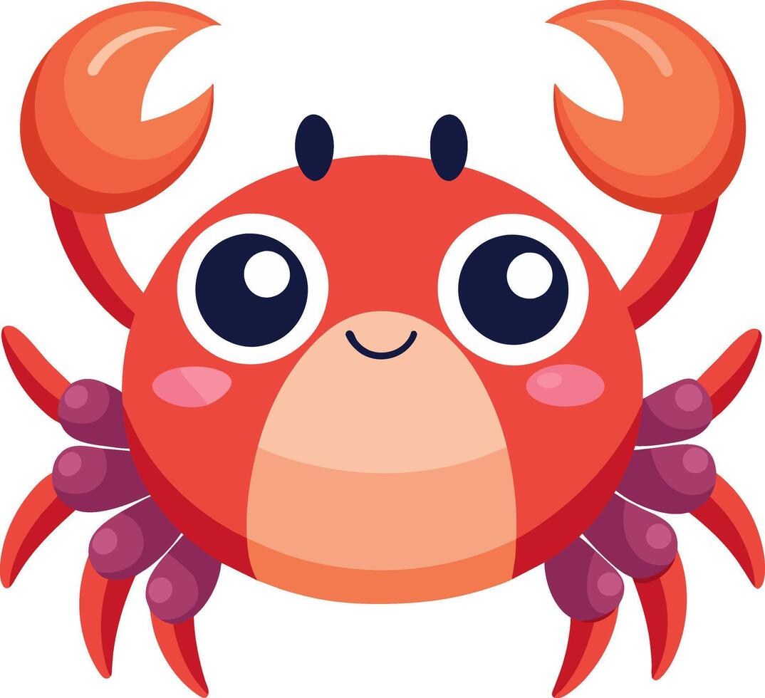 A cartoon crab with big eyes and big claws vector