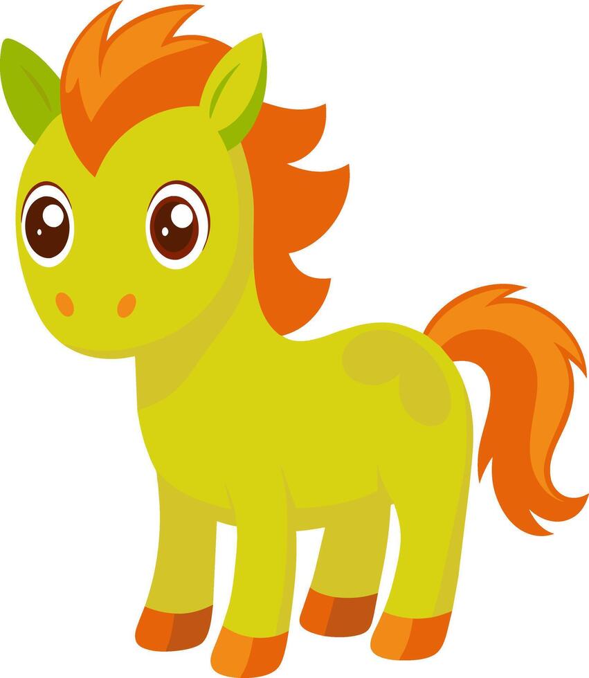 A cartoon horse with orange mane and green eyes vector
