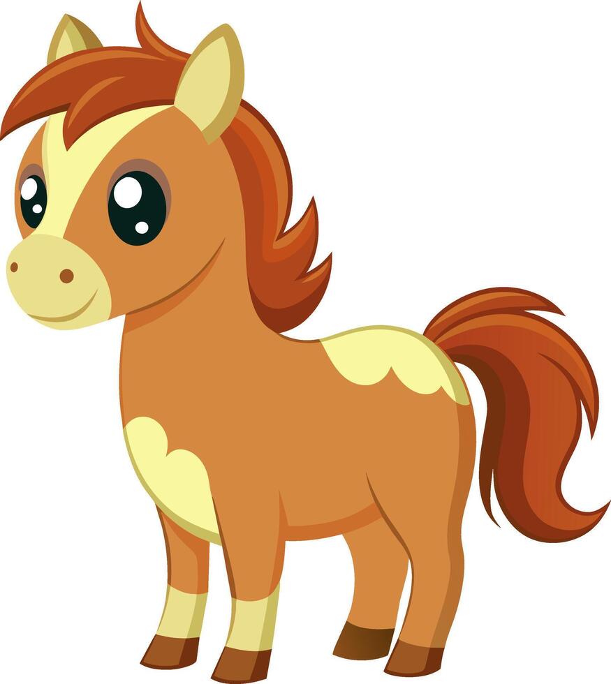 A cartoon horse with brown hair and a white mane vector
