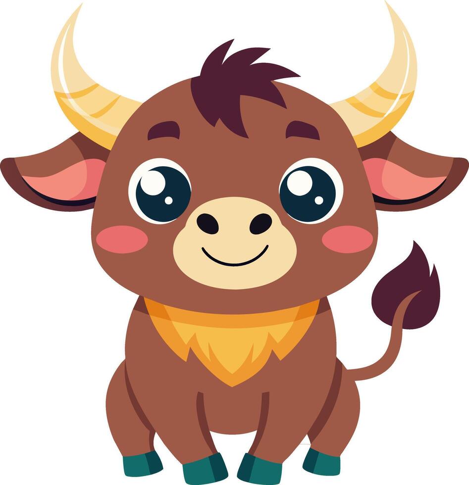 Cartoon cute bull illustration vector