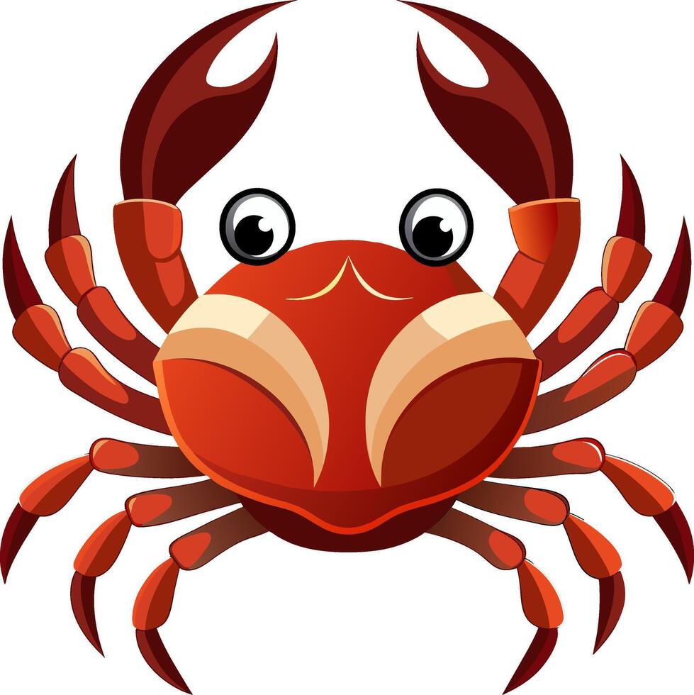 A cartoon crab with big eyes and big claws vector