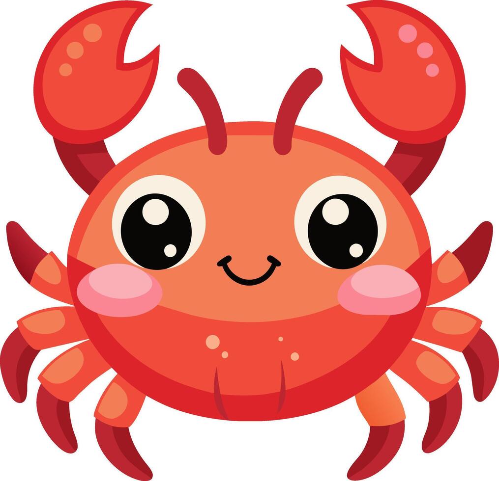 A cartoon crab with big eyes and big claws vector