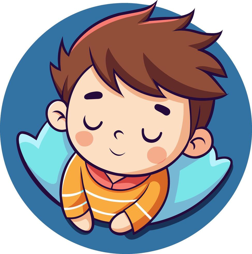 A cartoon boy sleeping on a pillow vector
