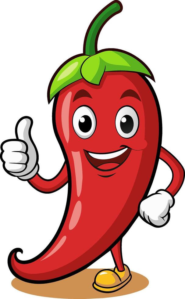 A cartoon red chili pepper character giving a thumbs up vector