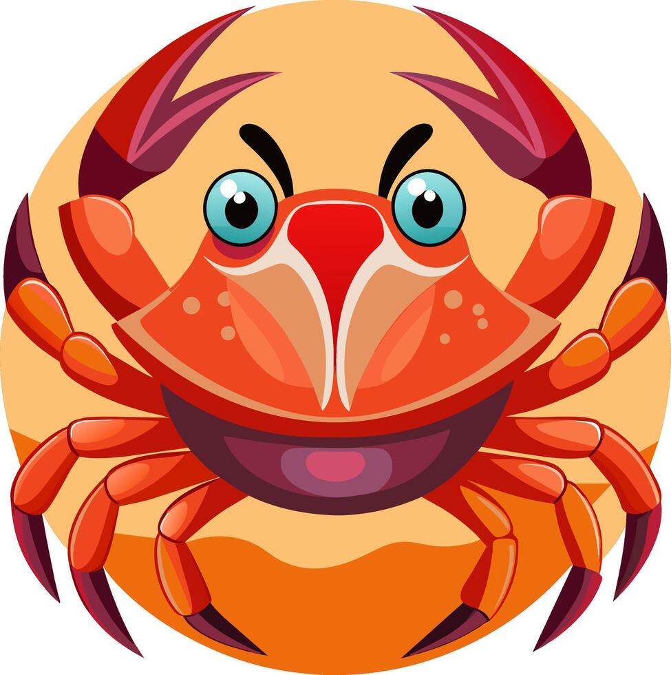 A cartoon crab with big eyes and big claws vector