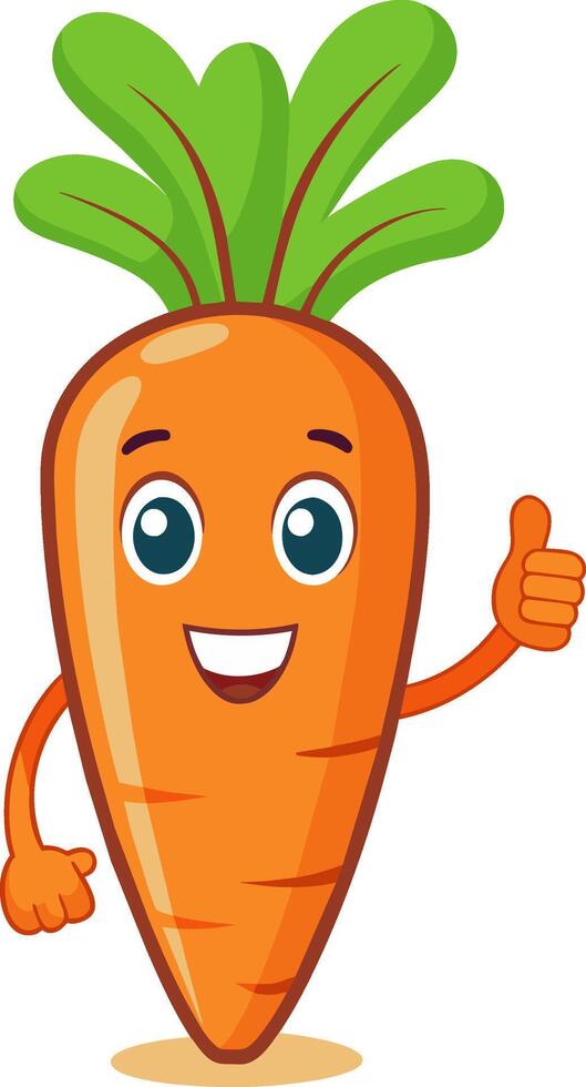 Cartoon carrot character giving thumbs up vector