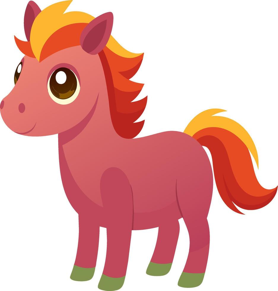 A cartoon horse with orange mane and tail vector