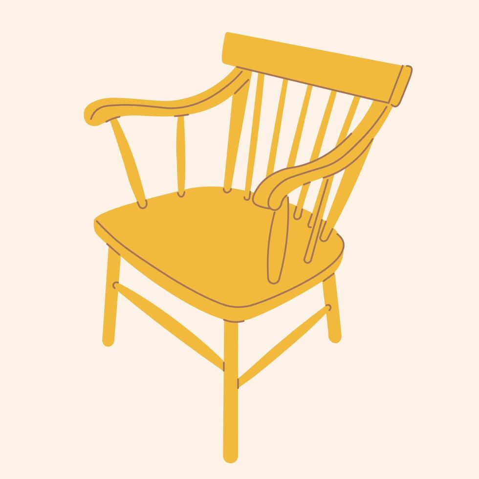 yellow wooden armchair in flat style vector