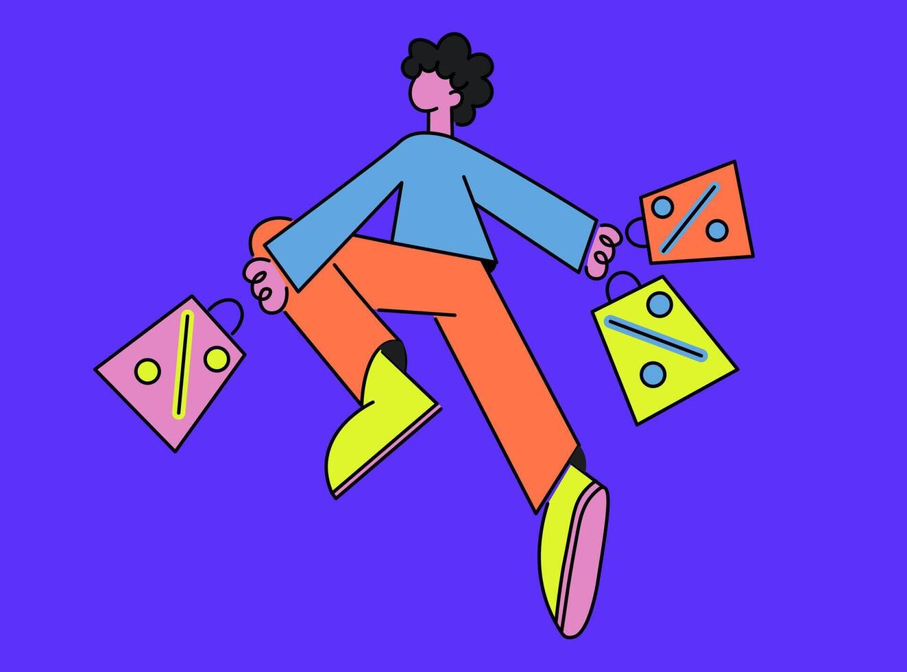 guy jumping with a purchases vector