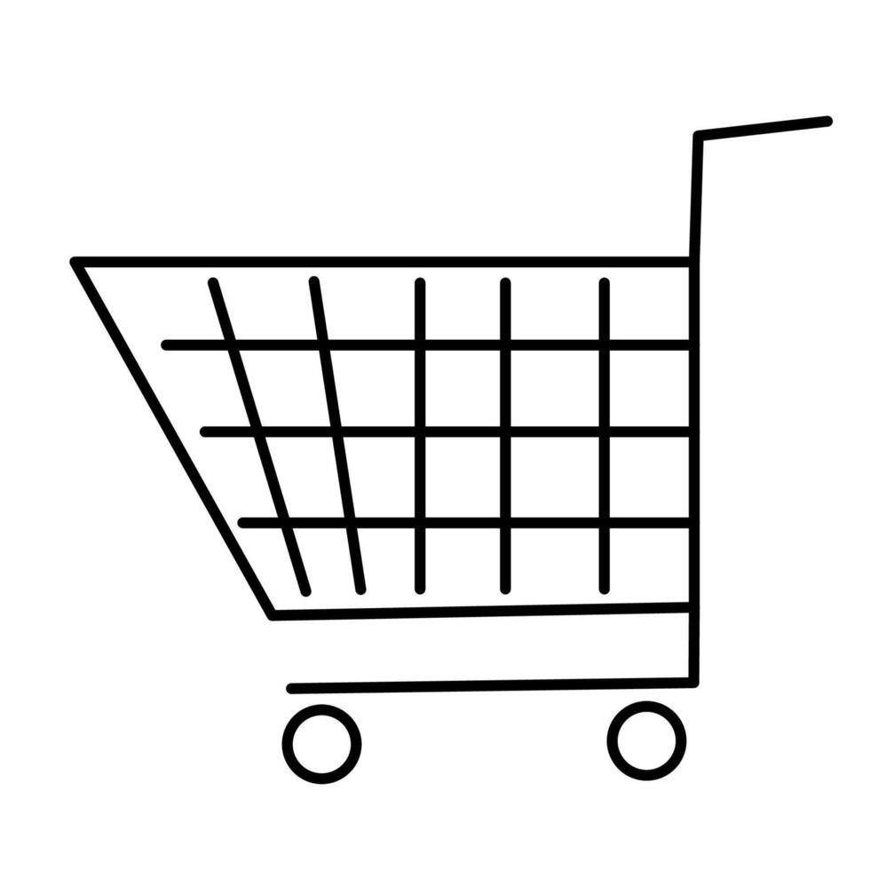 simple line shopping cart in line doodle style vector