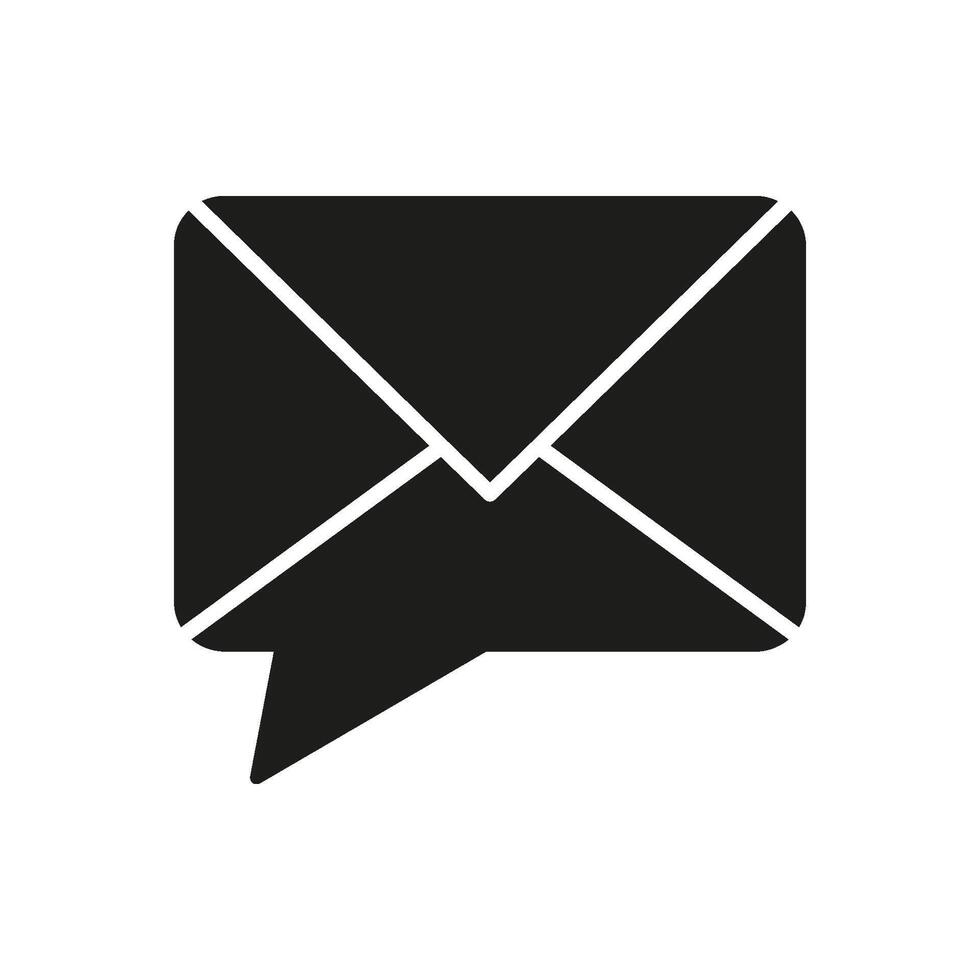Email Envelope in Speech Bubble Shape Silhouette Icon for Messaging and Communication Service. Online Contact Symbol. Message and Notification Glyph Sign. Isolated Illustration vector