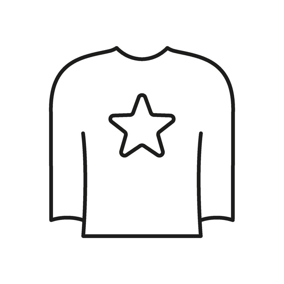 Star Print on Long Sleeve Shirt Line Icon. Casual Fashion Apparel Outline Symbol. Pyjama Sign. Editable Stroke. Isolated Illustration vector