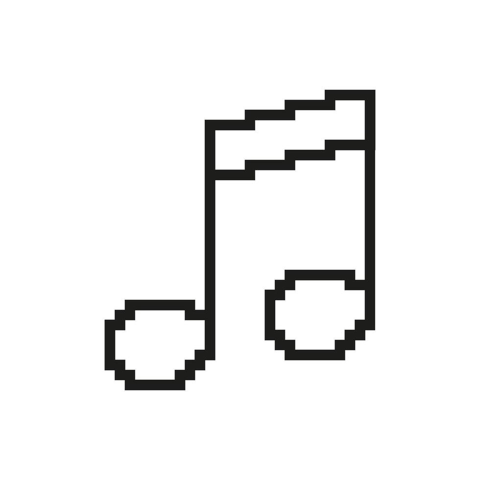 Pixelated Music Note Icon. Retro Style Musical Symbol in Pixel Art. Melody and Sound Symbol. Isolated Illustration vector