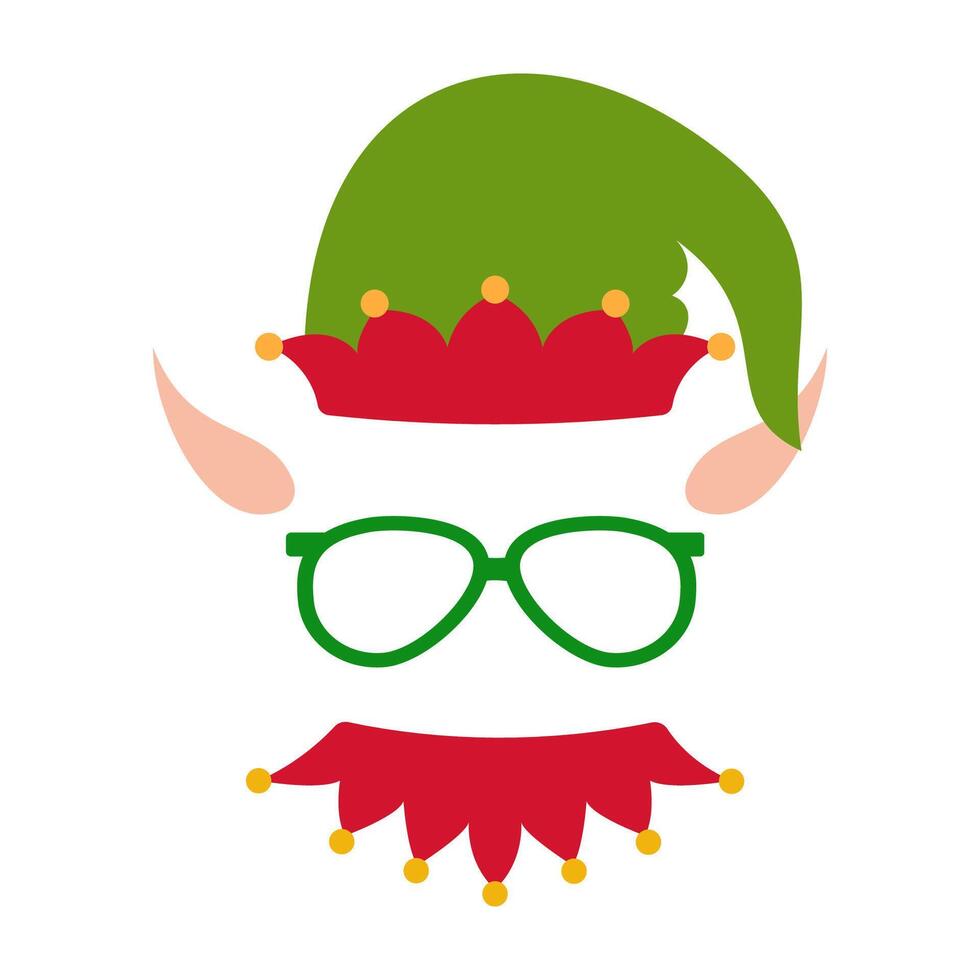 Festive Christmas Elf and Snowman Costume Accessories. Happy New Year party Masks and Clothes. vector