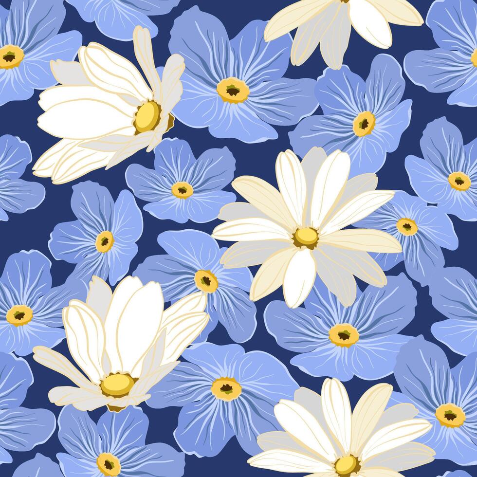 Forget me not flowers and daisies vector