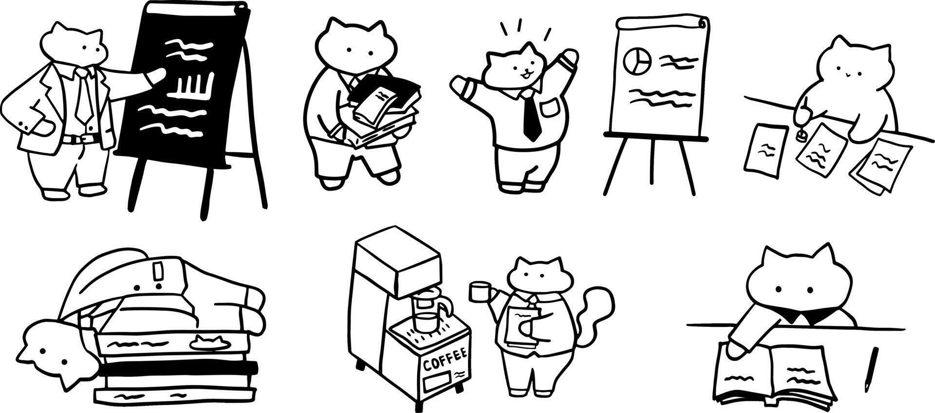 Simple Cat Icons for Office and Workplace Illustrations vector