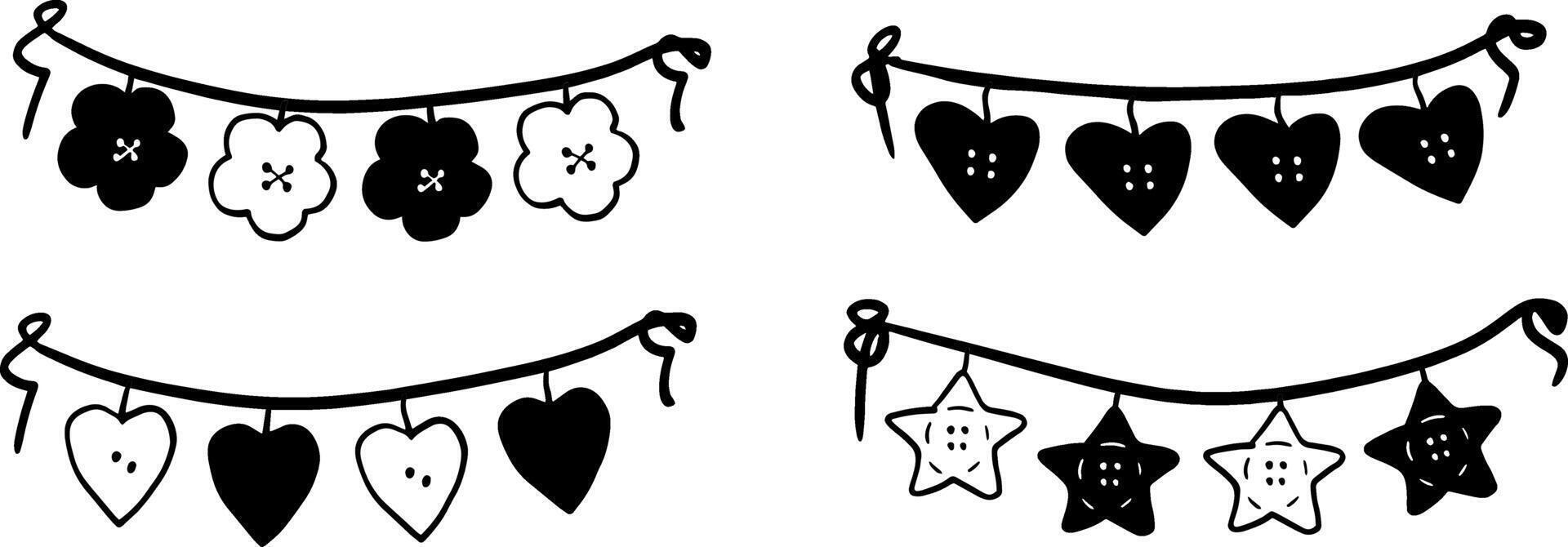 Simple Black and White Bunting for Creative Decor Art vector