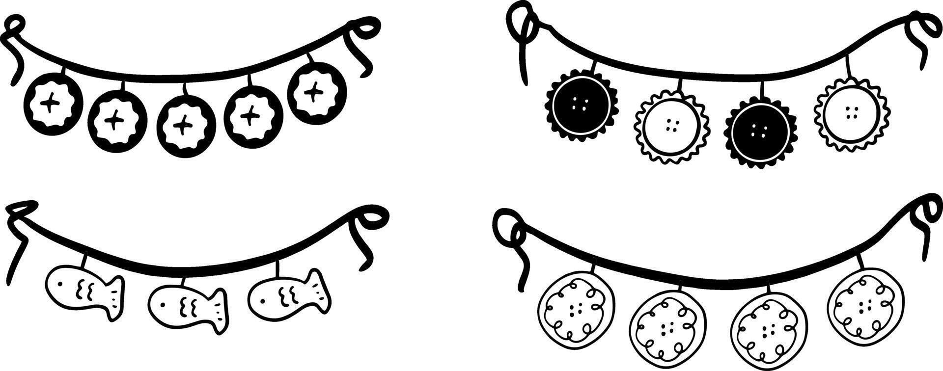 Black and White Bunting Flags for Celebration Art vector