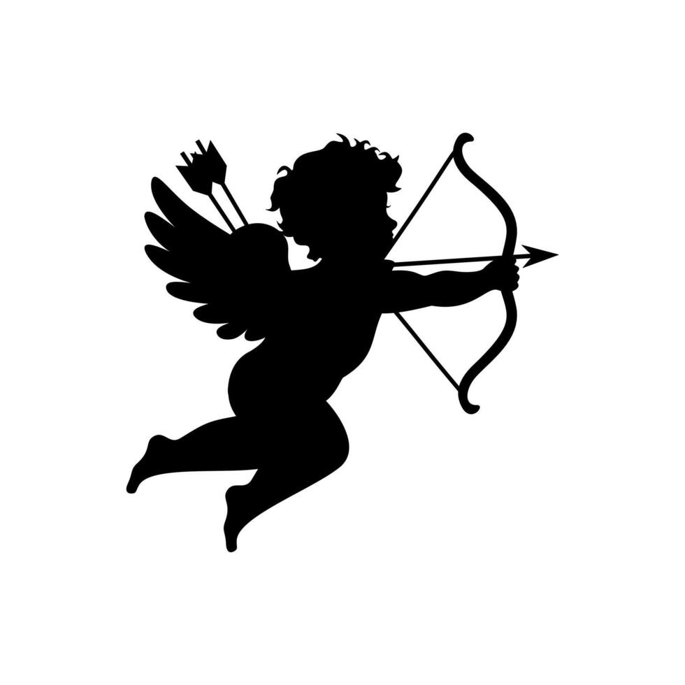 Cute Cupid silhouette illustration vector