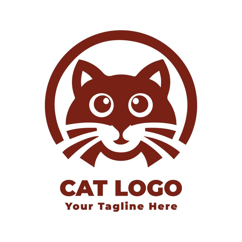 Cat Logo Simple Design With Flat Background vector