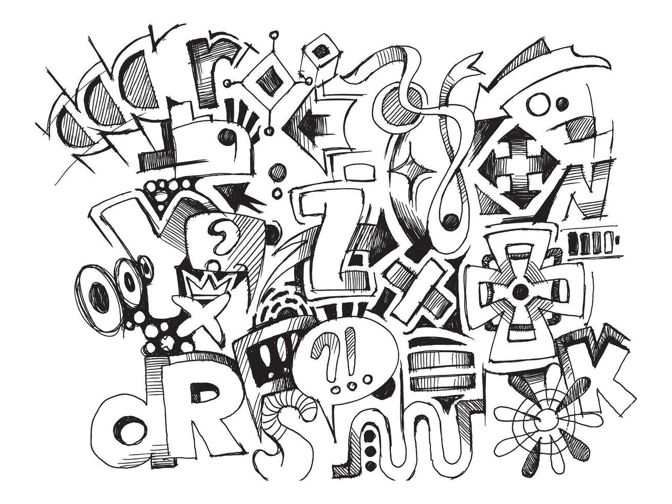 Abstract Doodle. Grunge texture. Art brush stroke vector