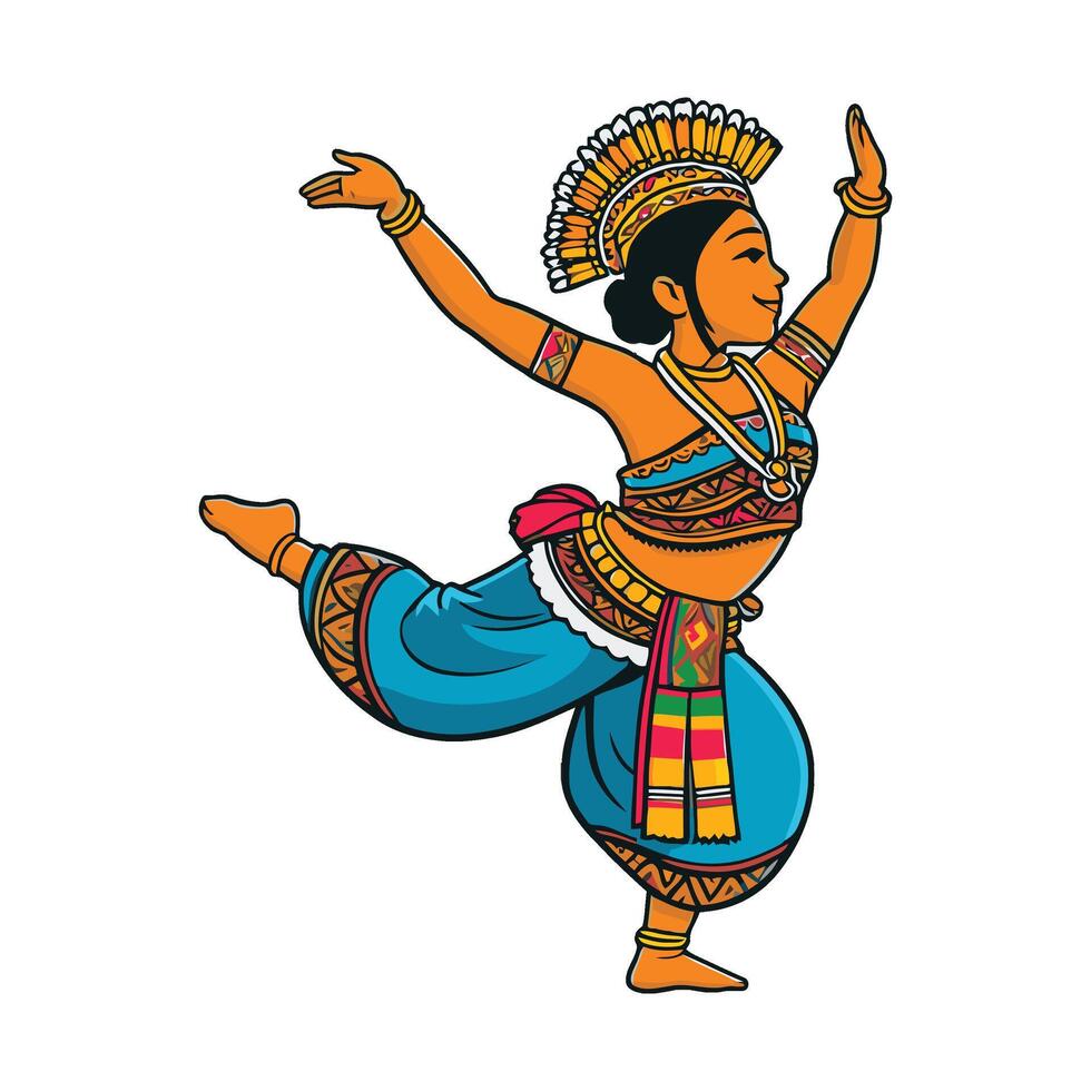 Indian dancer in traditional costume illustration vector