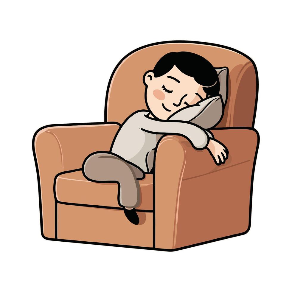 A cartoon man sleeping on a couch vector