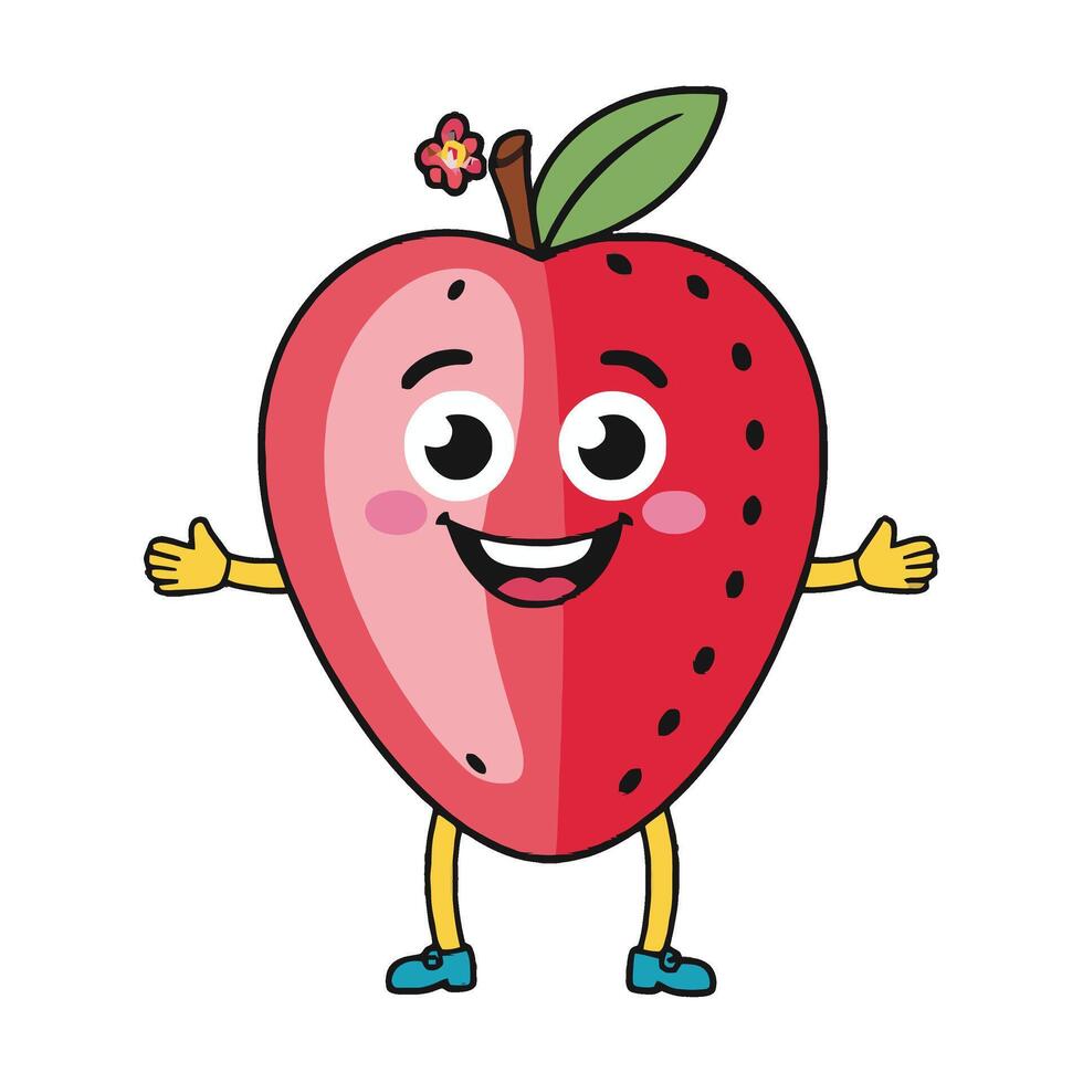 A cartoon strawberry character with arms and legs vector