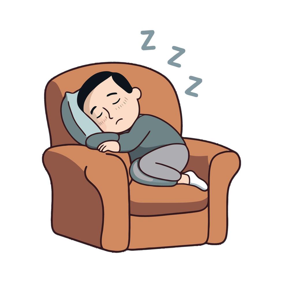 A cartoon man sleeping on a couch vector