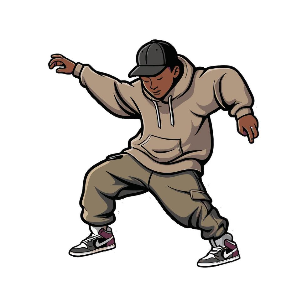 A cartoon man in a hoodie and sneakers vector