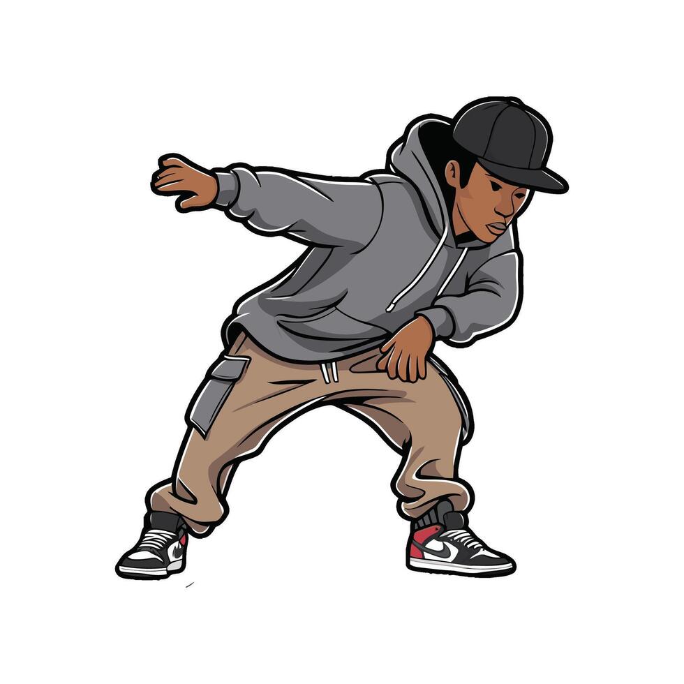 A cartoon man in a hoodie and pants vector