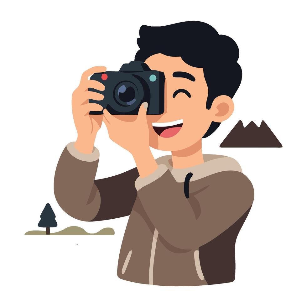 A man taking a photo with a camera vector