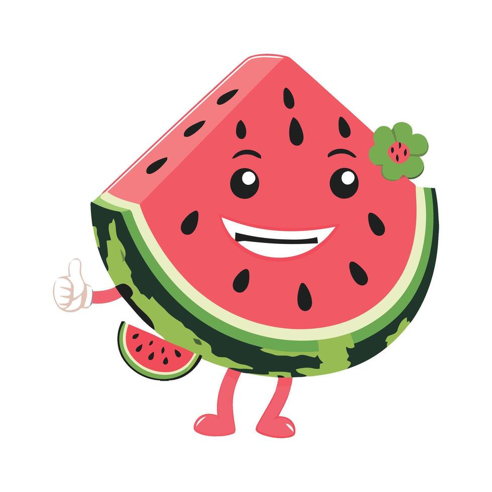 Watermelon character with thumbs up vector