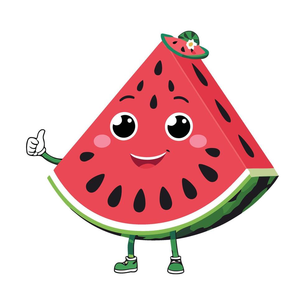 A watermelon character with a thumbs up vector