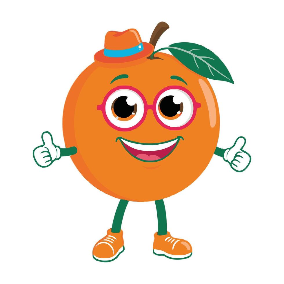 Orange character with glasses and hat giving thumbs up vector