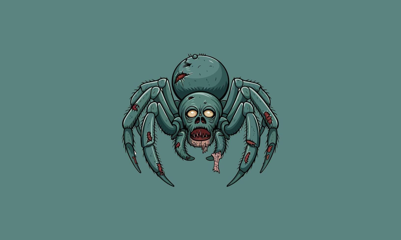 Zombie spider with skull face, creepy and haunting look vector