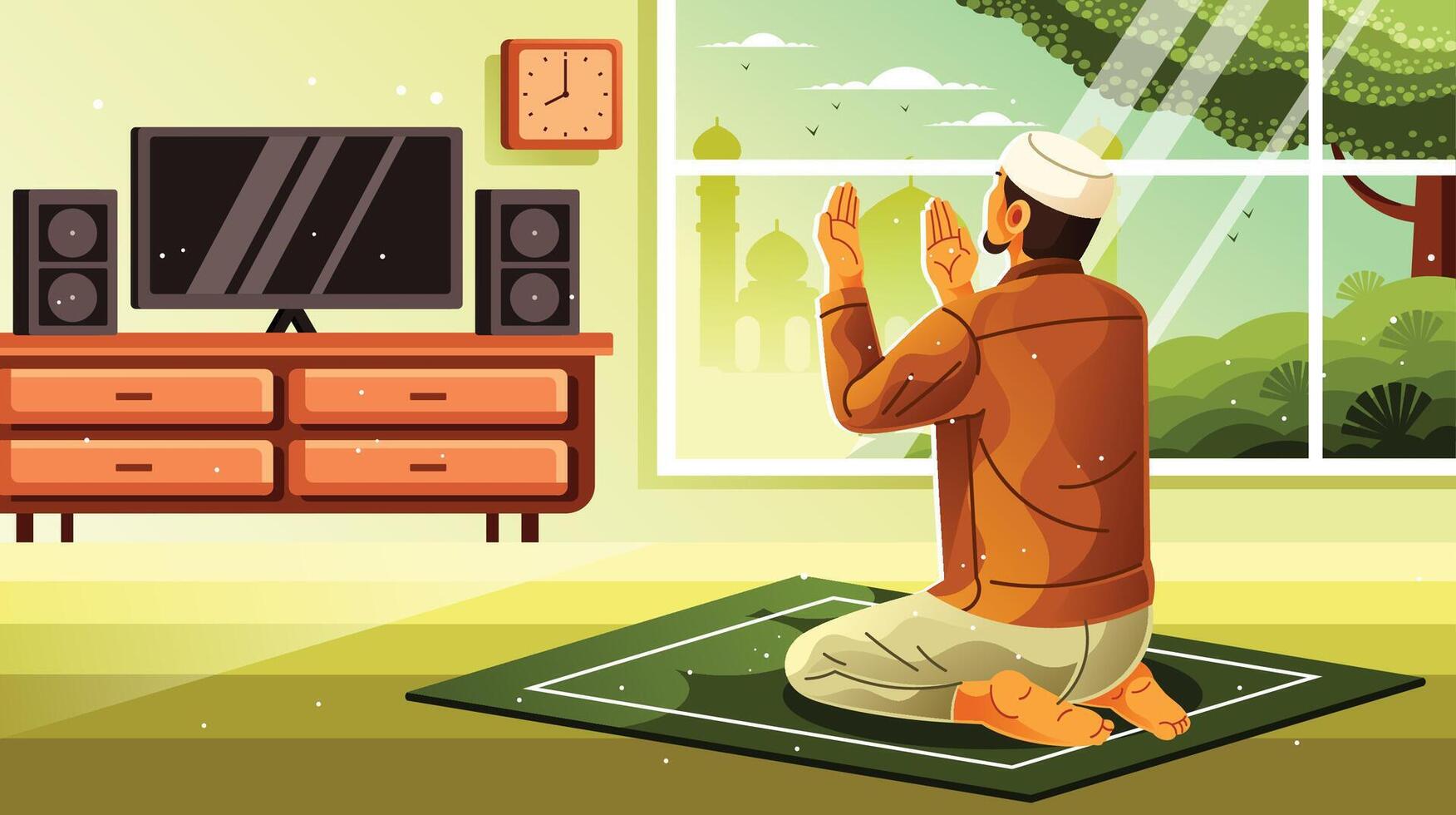 Dedicated Devotion - A Muslim's Dhuha Prayer vector