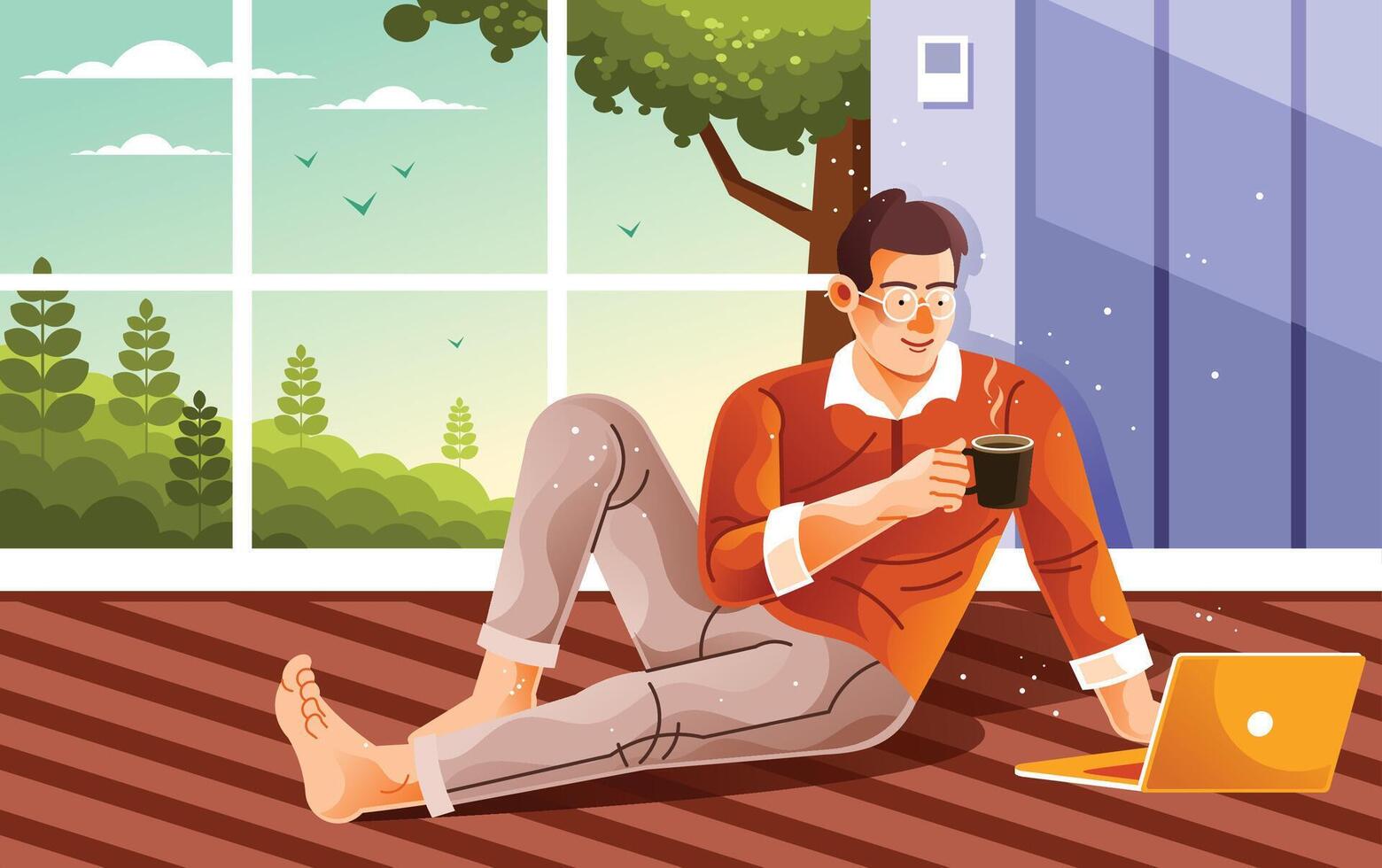 Enjoy Remote Work From Home Illustration vector