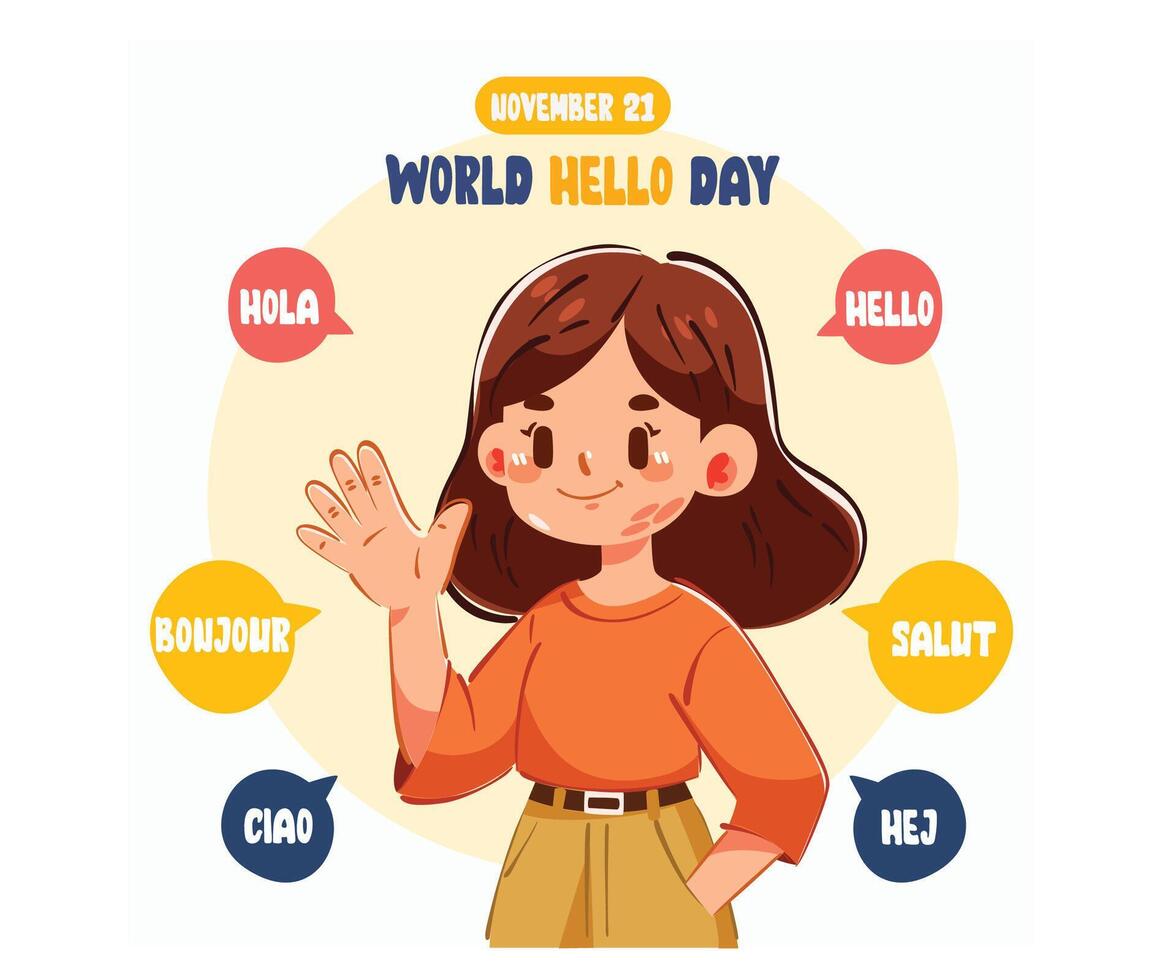 World Hello Day Greetings Speech Bubbles vector