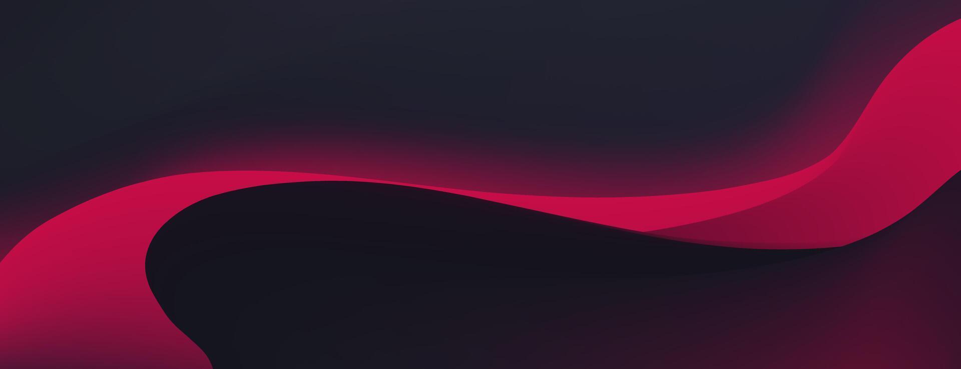 Abstract Red Wave On Dark Gradient Background vector