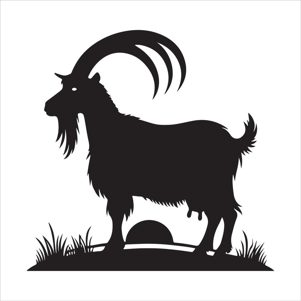silhouette image of a Goat on a white background vector