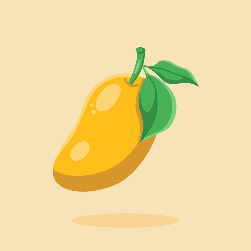Ripe mango fruit cartoon icon illustration. Isolated design food nature icon concept designed in flat cartoon style. Mangifera indica vector